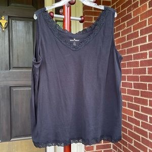 Women Within Black Cotton Tank Top Women 3X